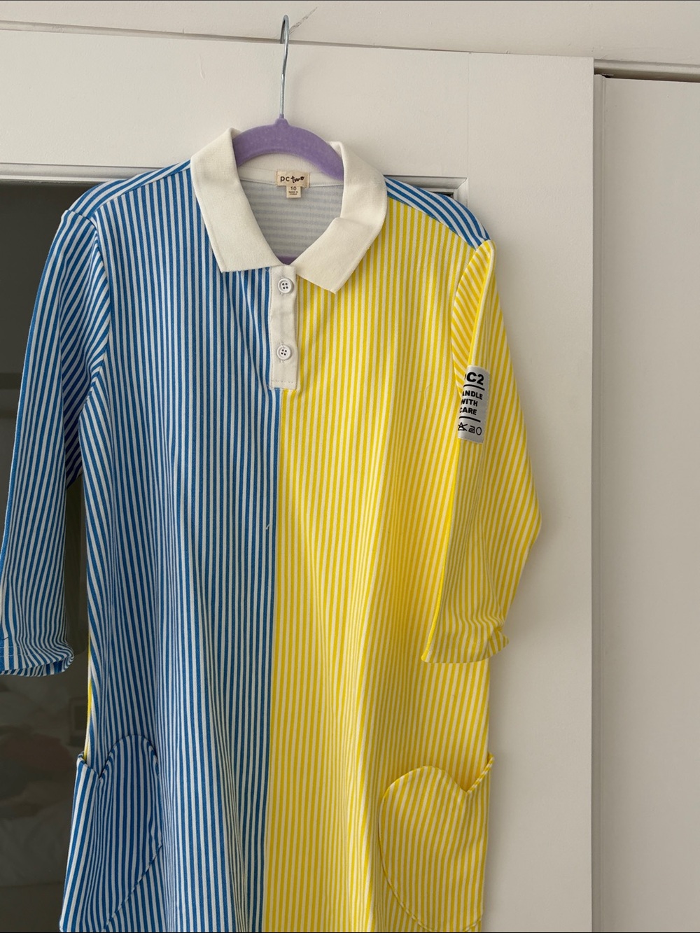 PC Two Kids Colorblock Blue & Yellow Striped Polo Tunic
